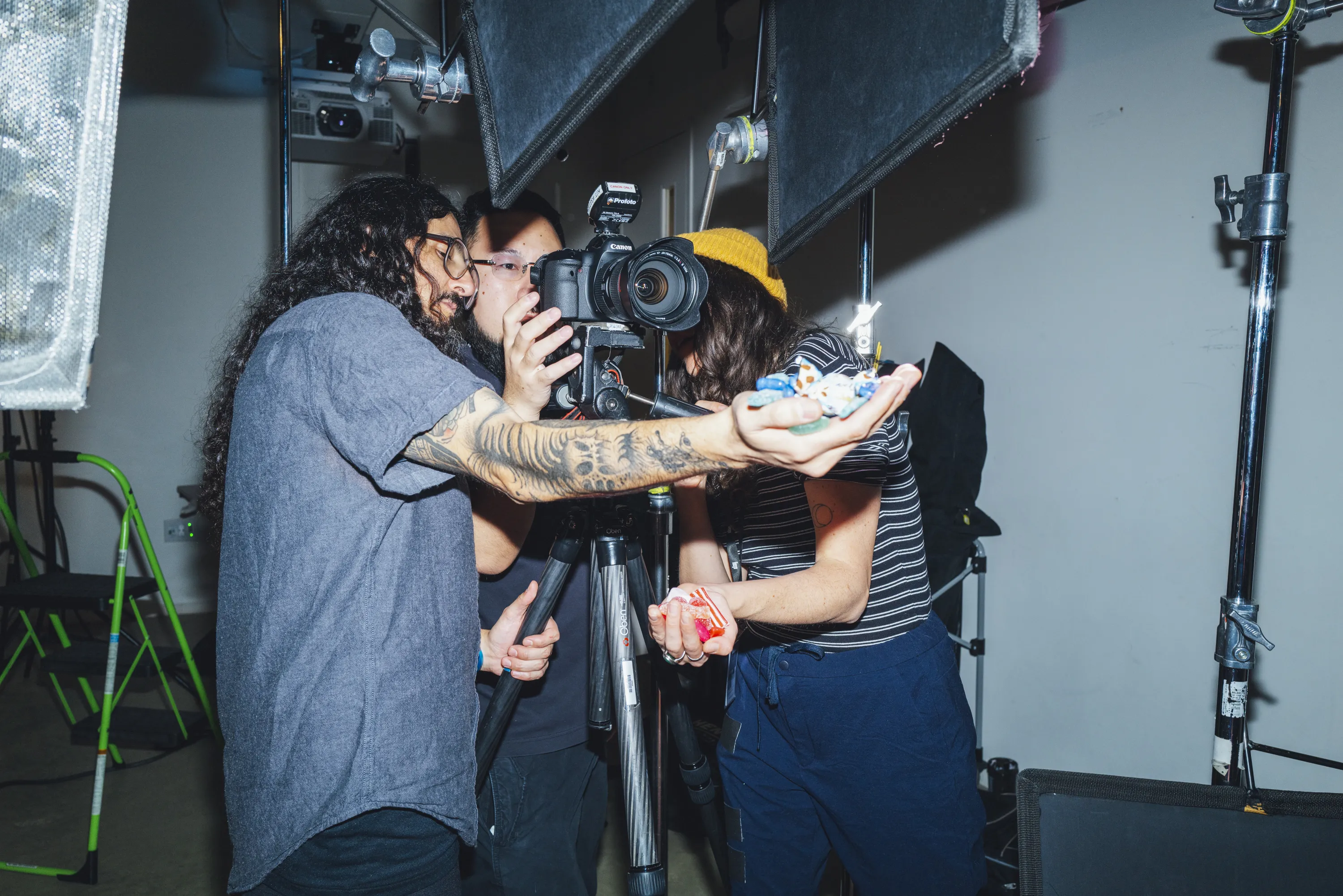 Students working in a photo studio